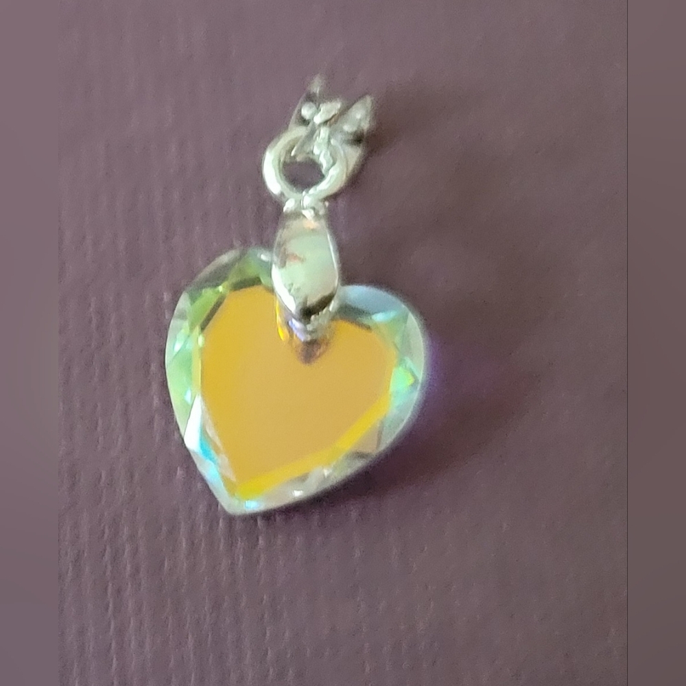 Aurora Borealis Swarovski Crystal Heart Pendant